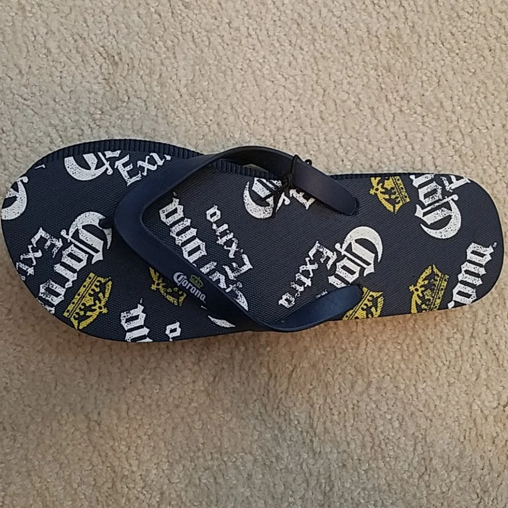 Corona, Navy, white, gold flip flops, Sz S/M